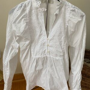 LOFT White Eyelet Blouse